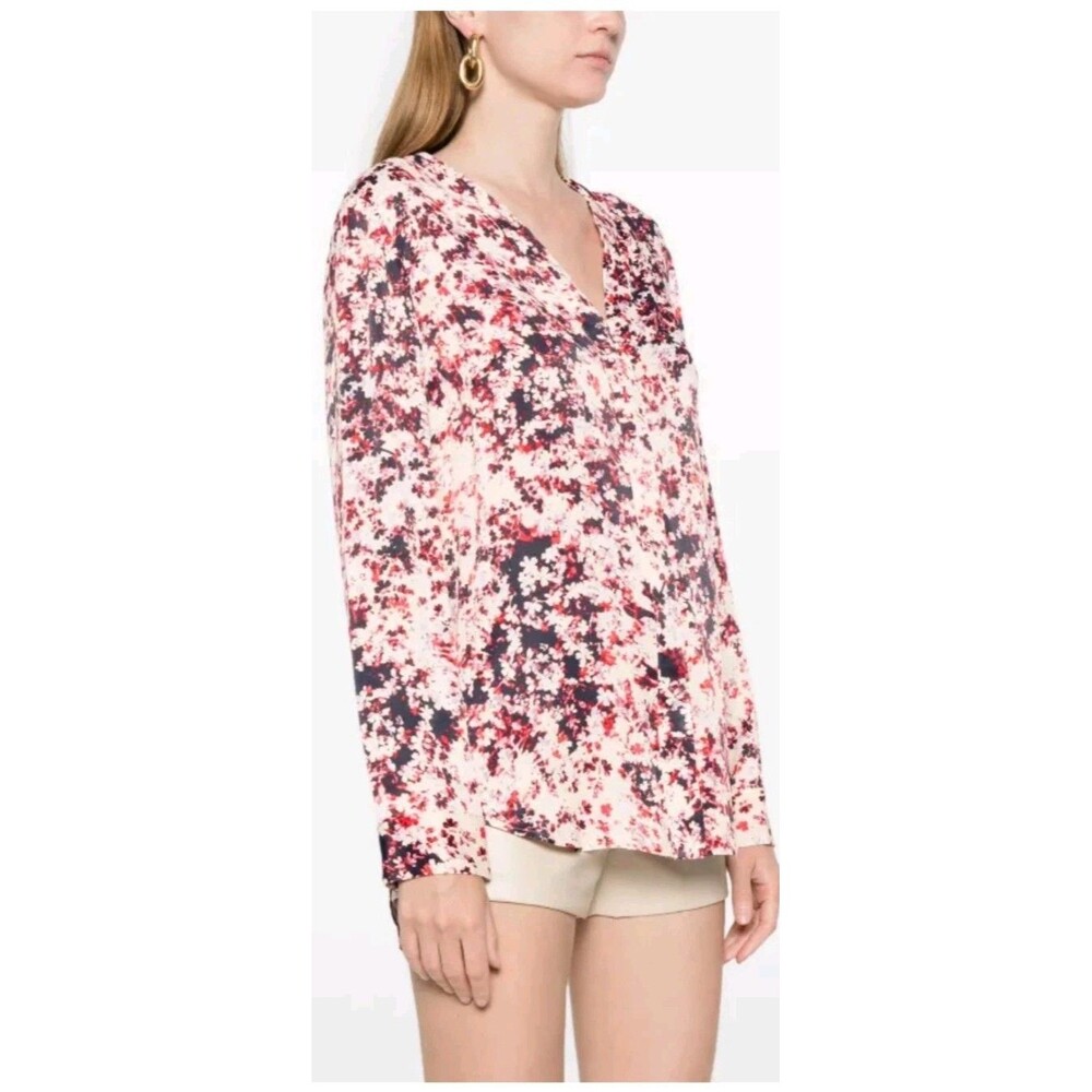 HUGO BOSS Women's Floral Long Sleeve Button Down Size 6 Blouse 100% Viscose